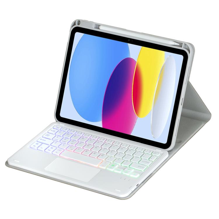 For iPad 2025 / 2022 360-degree Rotation Backlight Bluetooth Keyboard Leather Tablet Case with Touchpad