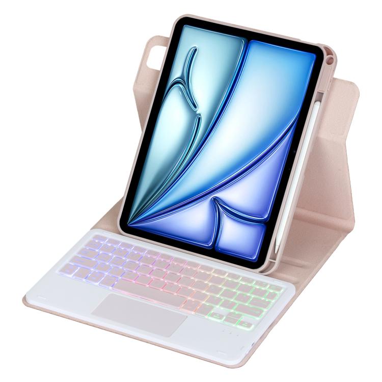 For iPad Air 11 2025 / iPad Pro 11 2022 360-degree Rotation Backlight Bluetooth Keyboard Leather Tablet Case with Touchpad