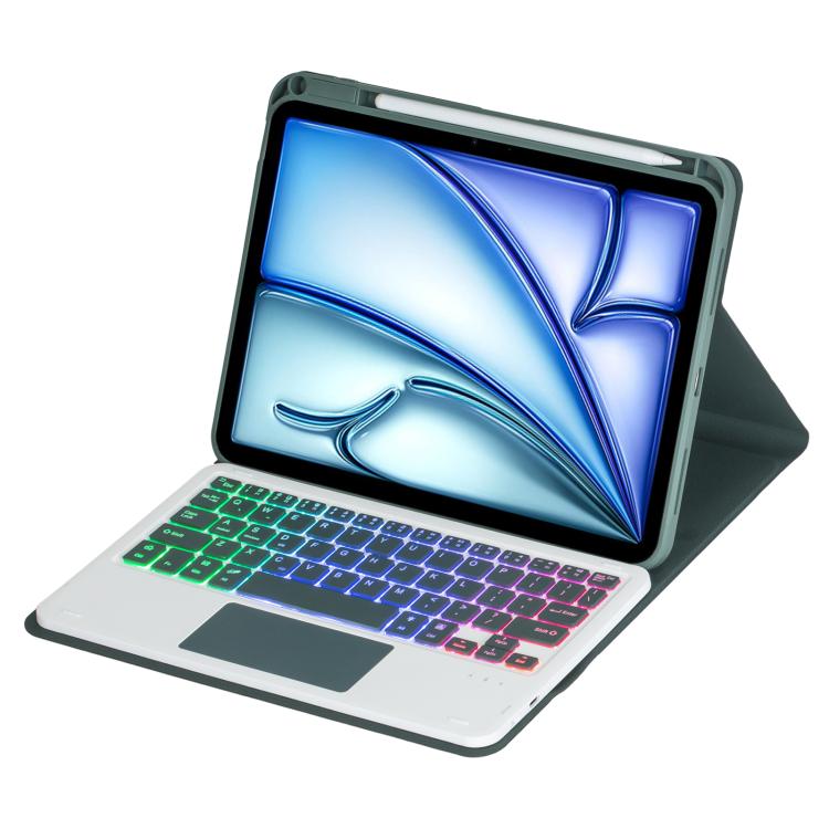 For iPad Air 11 2025 / iPad Pro 11 2022 360-degree Rotation Backlight Bluetooth Keyboard Leather Tablet Case with Touchpad