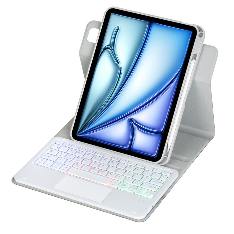 For iPad Air 11 2025 / iPad Pro 11 2022 360-degree Rotation Backlight Bluetooth Keyboard Leather Tablet Case with Touchpad