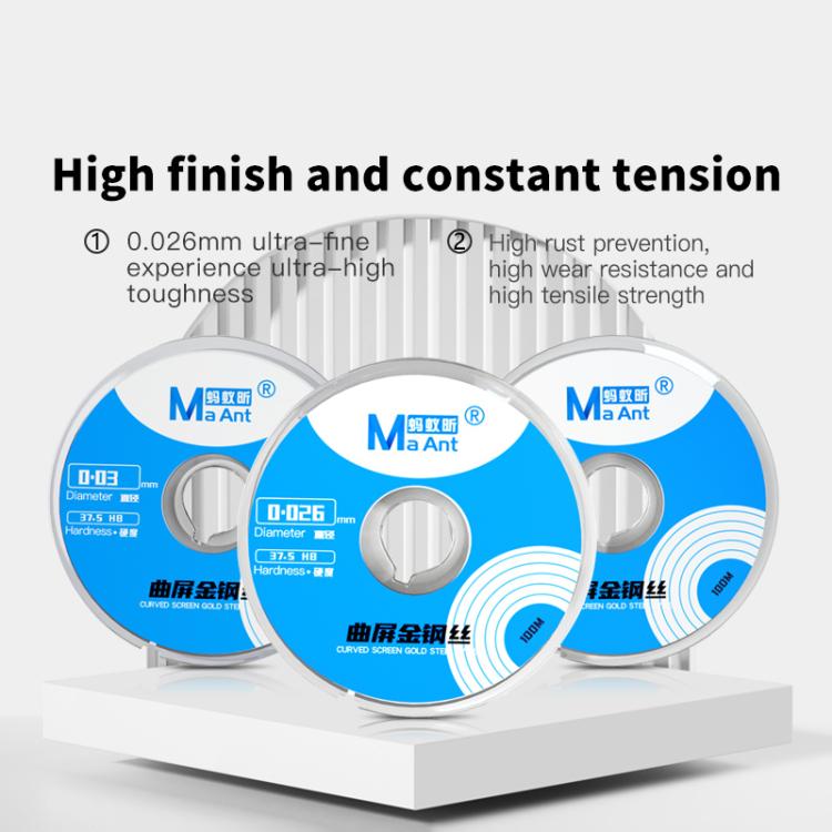 MaAnt 100m High Hardness Curved Screen Cutting Diamond Wire, Diameter:0.035mm