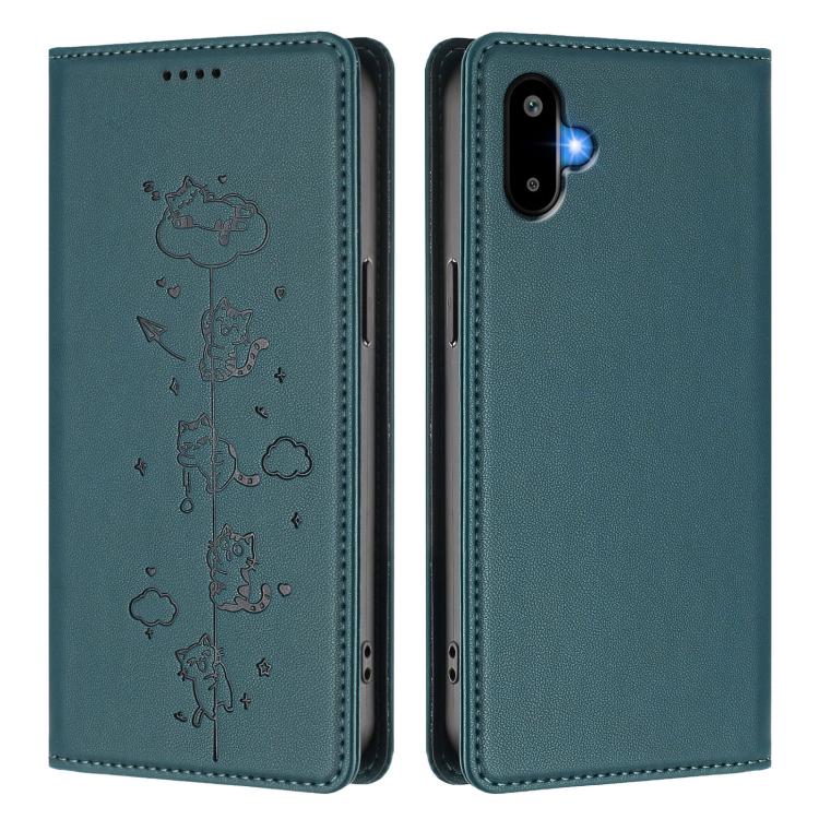 For Samsung Galaxy M06 5G / F06 5G Cute Cats Embossed Magnetic RFID Vegan Leather Phone Case