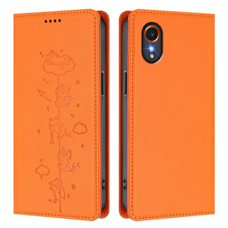 For Samsung Galaxy XCover7 Cute Cats Embossed Magnetic RFID Vegan Leather Phone Case