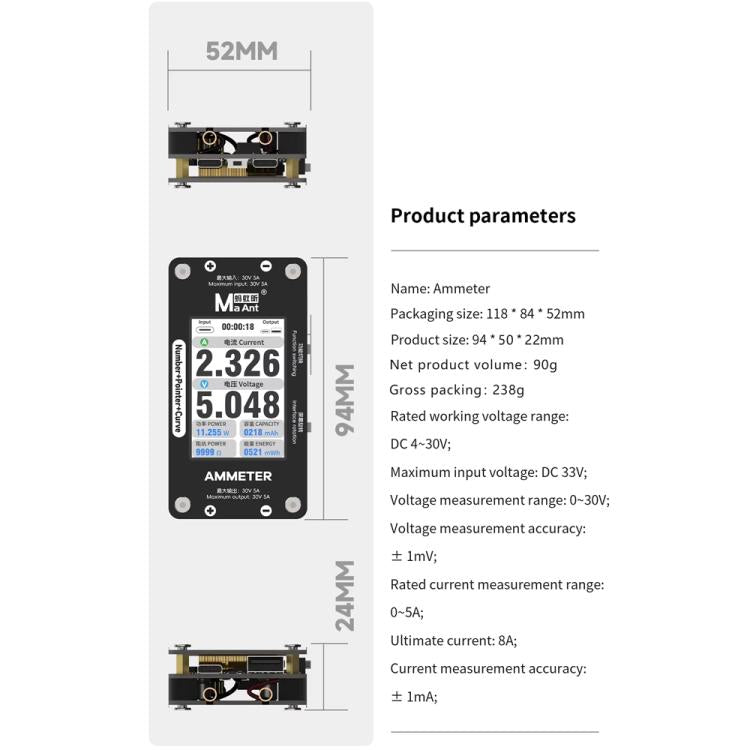 MaAnt DL-02 Intelligent Number Pointer Curve Ammeter