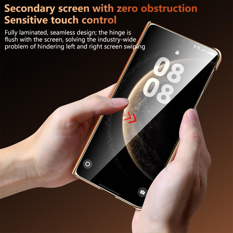 For Huawei Mate X6 SULADA Electroplated Frame Dual-Axis Magnetic Genuine Leather Phone Case