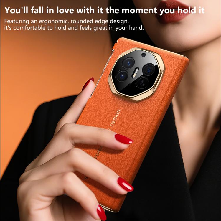 For Huawei Mate XT / Mate XTs SULADA Electroplated Frame Dual-Axis Magnetic Genuine Leather Phone Case