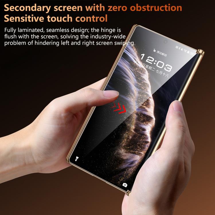 For Huawei Mate XT / Mate XTs SULADA Electroplated Frame Dual-Axis Magnetic Genuine Leather Phone Case