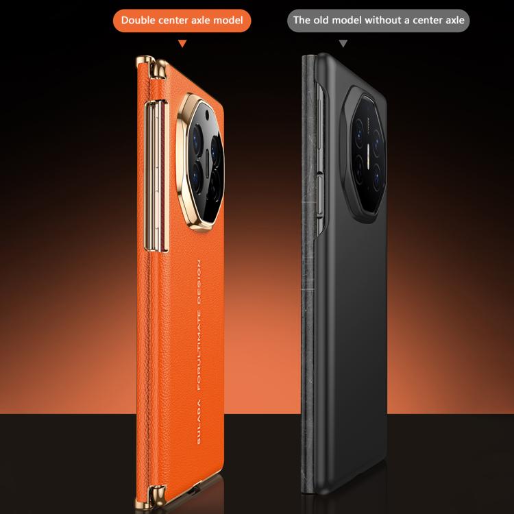 For Huawei Mate XT / Mate XTs SULADA Electroplated Frame Dual-Axis Magnetic Genuine Leather Phone Case
