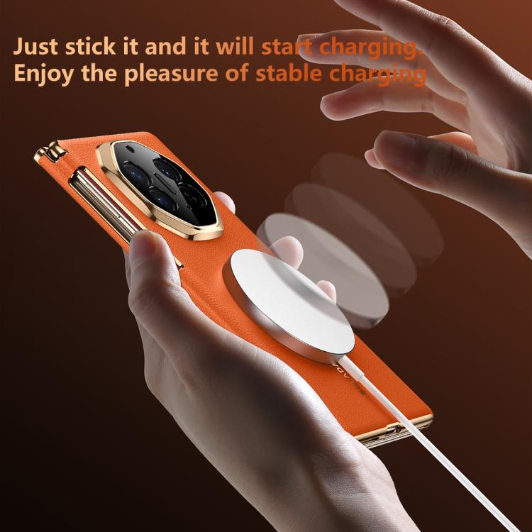 For Huawei Mate XT / Mate XTs SULADA Electroplated Frame Dual-Axis Magnetic Genuine Leather Phone Case