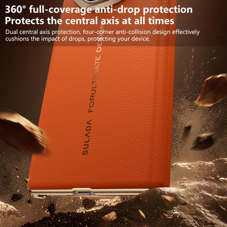 For Huawei Mate XT / Mate XTs SULADA Electroplated Frame Dual-Axis Magnetic Genuine Leather Phone Case
