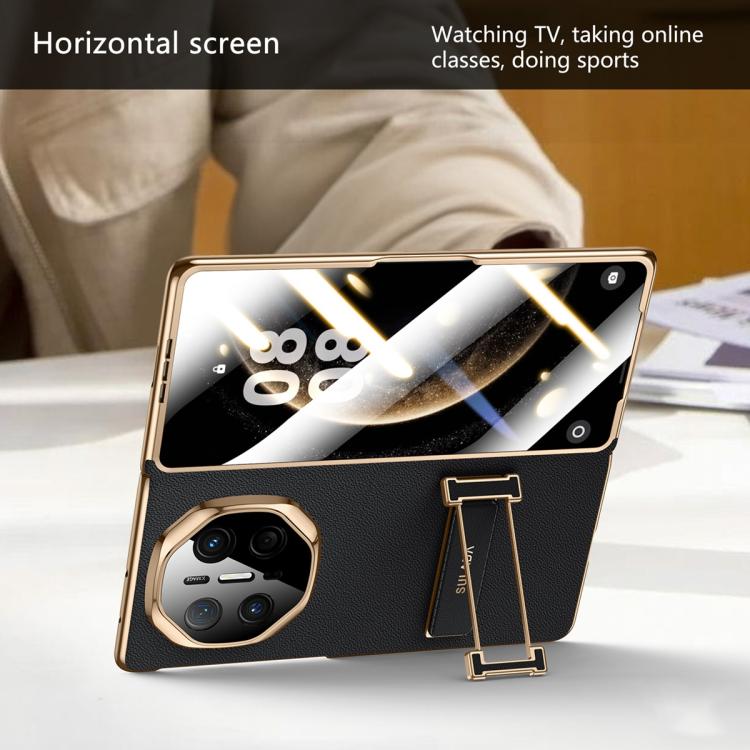 For Huawei Mate X6 SULADA Wristband Holder Shell Film Integrated Genuine Leather Phone Case
