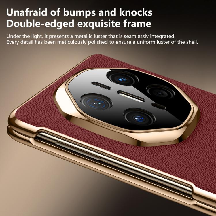 For Huawei Mate X6 SULADA Wristband Holder Shell Film Integrated Genuine Leather Phone Case