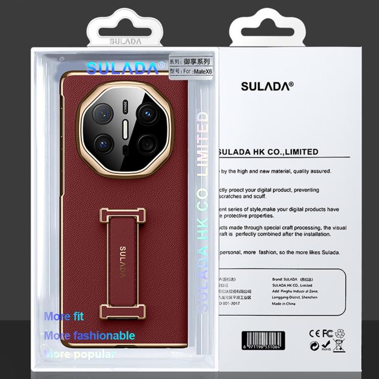 For Huawei Mate X5 / Mate X3 SULADA Wristband Holder Shell Film Integrated Genuine Leather Phone Case
