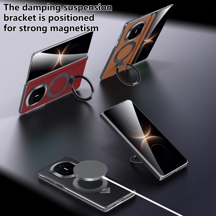 For Huawei Mate X7 SULADA Top Grain Leather MagSafe Magnetic Holder Phone Case