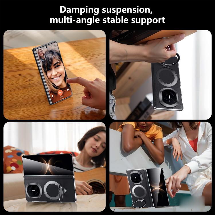 For Huawei Mate X7 SULADA Top Grain Leather MagSafe Magnetic Holder Phone Case
