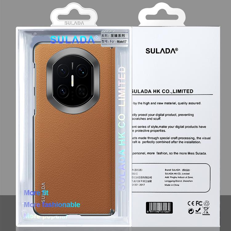 For Huawei Mate X7 SULADA Frameless Top Layer Cowhide Leather Hybrid PC Phone Case