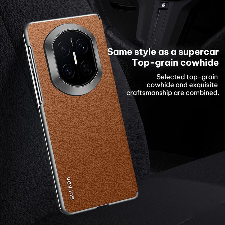 For Huawei Mate X7 SULADA Frameless Top Layer Cowhide Leather Hybrid PC Phone Case