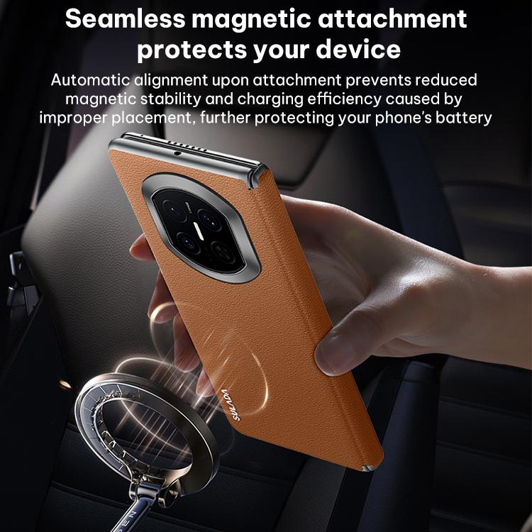 For Huawei Mate X7 SULADA Frameless Top Layer Cowhide Leather Hybrid PC Phone Case