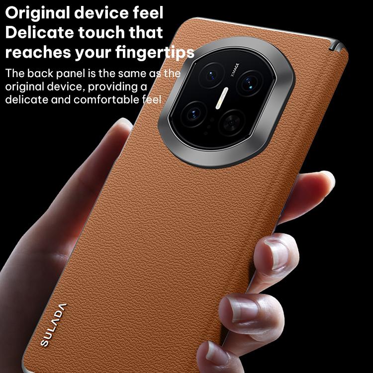 For Huawei Mate X7 SULADA Frameless Top Layer Cowhide Leather Hybrid PC Phone Case