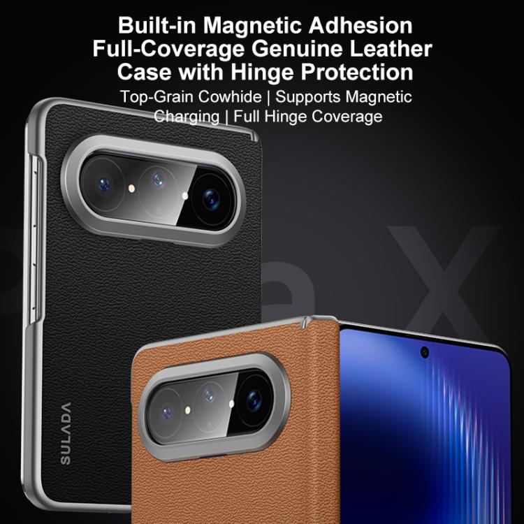 For Huawei Pura X Max SULADA Frameless Top Layer Cowhide Leather Hybrid PC Phone Case