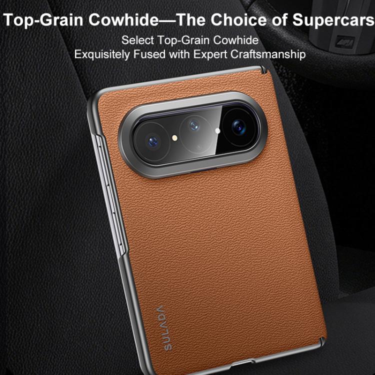 For Huawei Pura X Max SULADA Frameless Top Layer Cowhide Leather Hybrid PC Phone Case