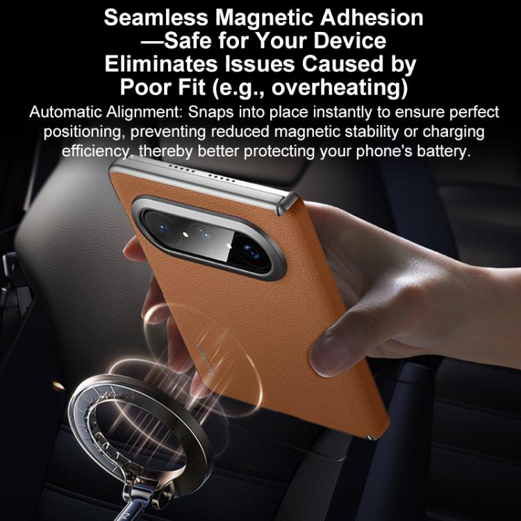 For Huawei Pura X Max SULADA Frameless Top Layer Cowhide Leather Hybrid PC Phone Case