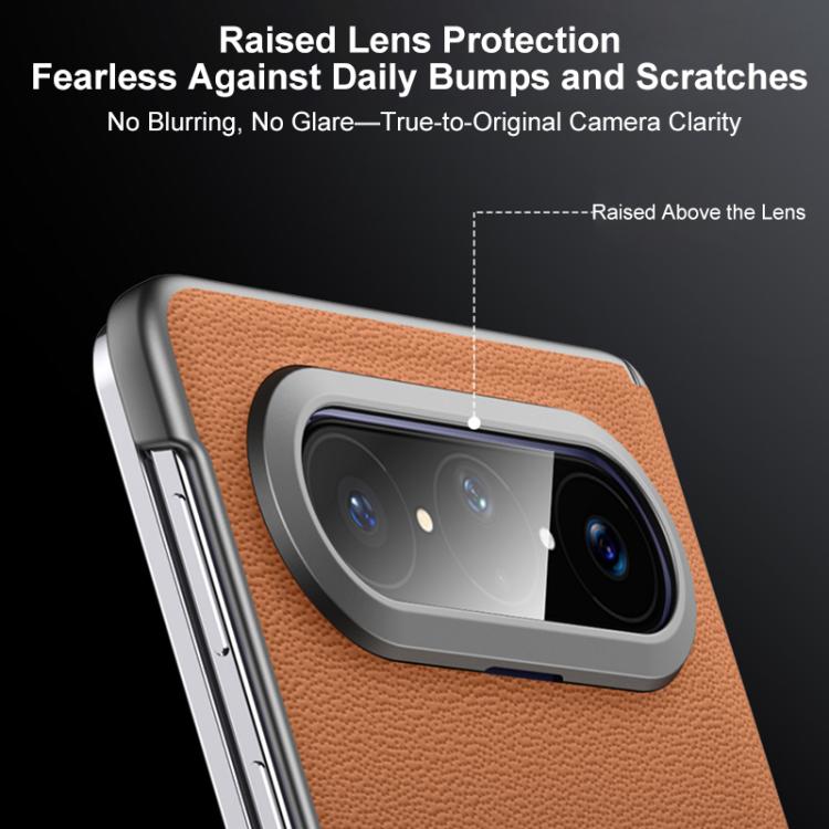 For Huawei Pura X Max SULADA Frameless Top Layer Cowhide Leather Hybrid PC Phone Case
