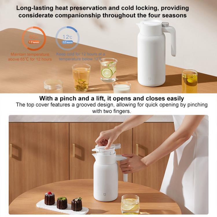 Xiaomi Mijia Stainless Steel Thermos Flask, Capacity:1.5L - White