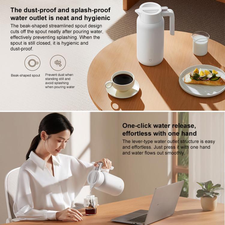 Xiaomi Mijia Stainless Steel Thermos Flask, Capacity:2L - White