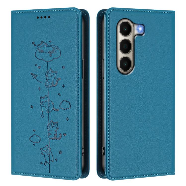 For itel A95 5G Cute Cats Embossed Magnetic RFID Vegan Leather Phone Case