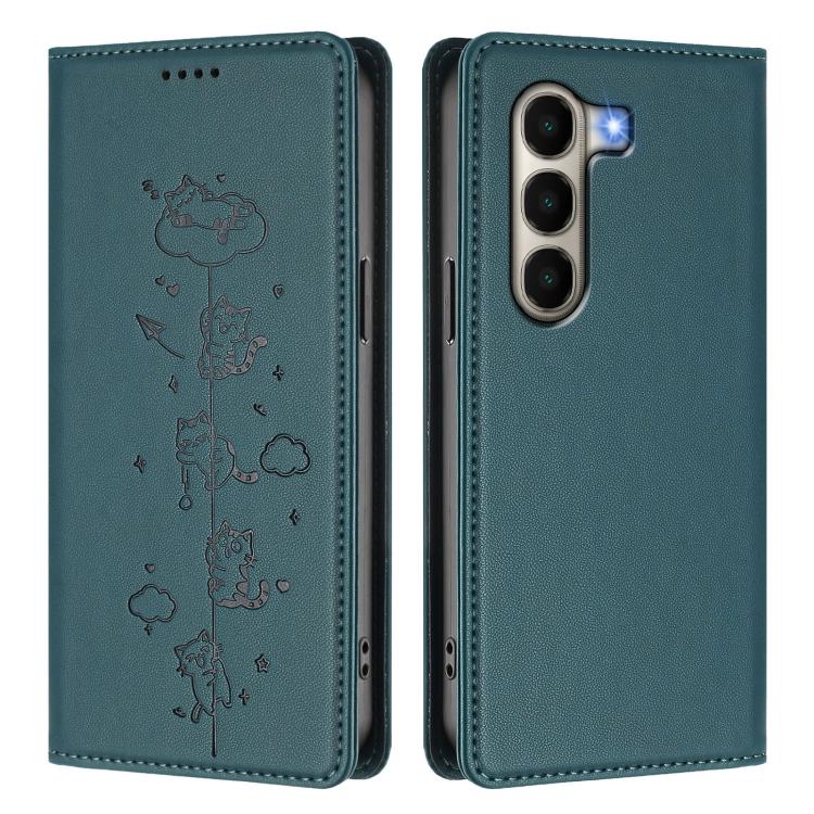 For itel A95 5G Cute Cats Embossed Magnetic RFID Vegan Leather Phone Case