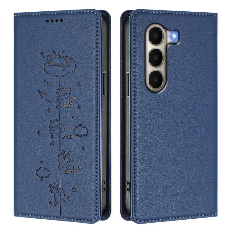 For itel A95 5G Cute Cats Embossed Magnetic RFID Vegan Leather Phone Case