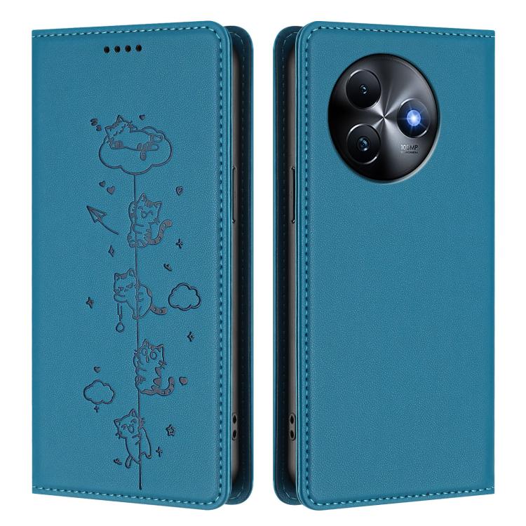 For itel S24 Cute Cats Embossed Magnetic RFID Vegan Leather Phone Case