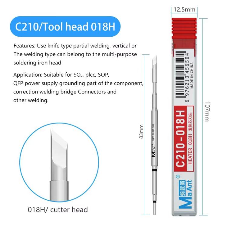 MaAnt C210 H Series Universal Copper Integrated Soldering Iron Tips for 210 / T26 Soldering Station, Model:018H