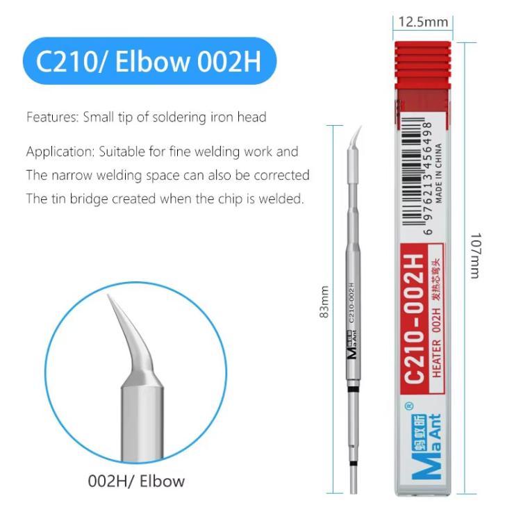 MaAnt C210 H Series Universal Copper Integrated Soldering Iron Tips for 210 / T26 Soldering Station, Model:002H