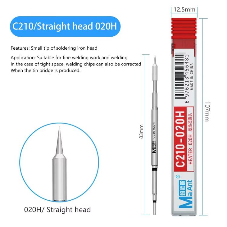 MaAnt C210 H Series Universal Copper Integrated Soldering Iron Tips for 210 / T26 Soldering Station, Model:020H
