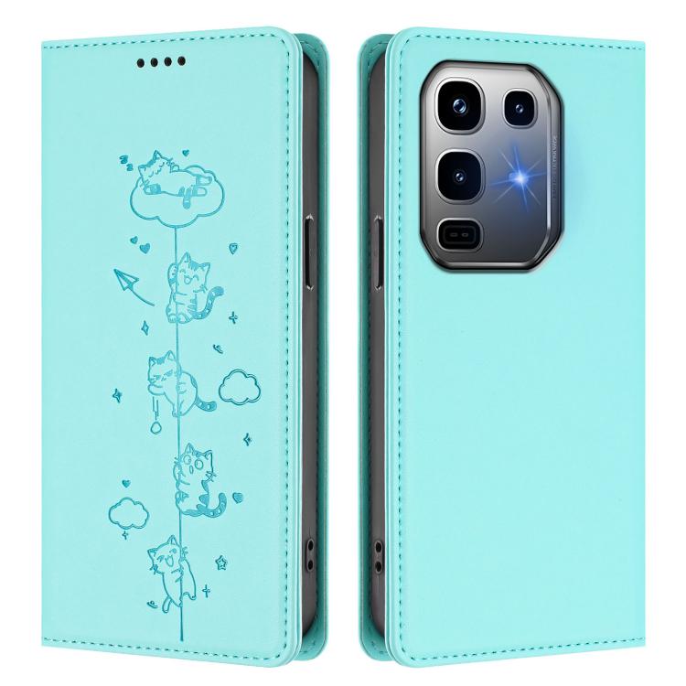 For Infinix Note 50 Pro+ 5G Cute Cats Embossed Magnetic RFID Vegan Leather Phone Case