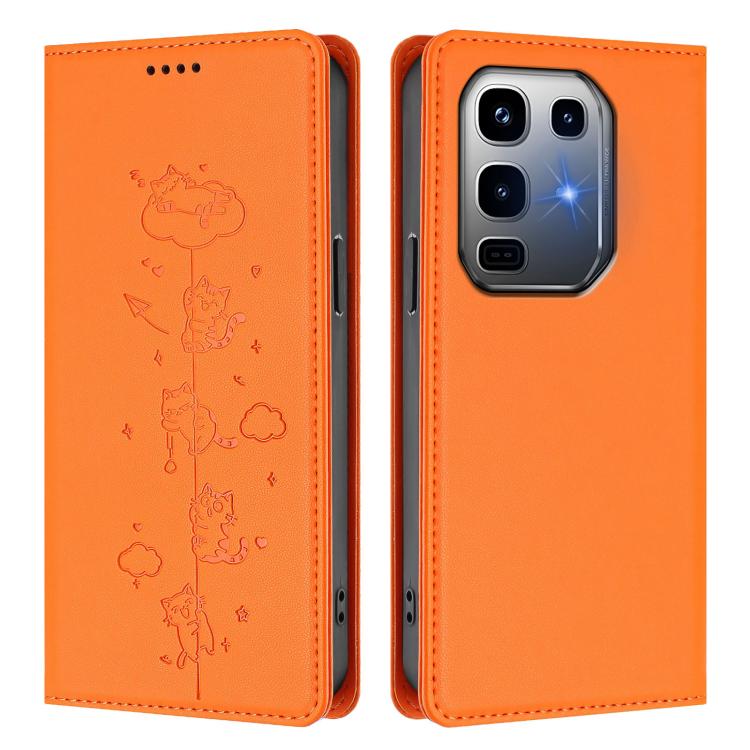 For Infinix Note 50 Pro+ 5G Cute Cats Embossed Magnetic RFID Vegan Leather Phone Case