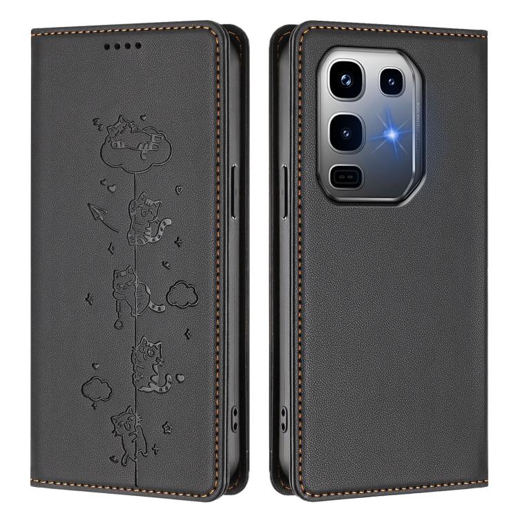For Infinix Note 50 Pro+ 5G Cute Cats Embossed Magnetic RFID Vegan Leather Phone Case