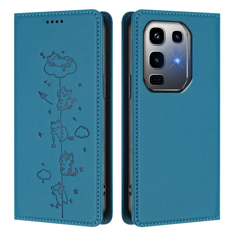 For Infinix Note 50 Pro+ 5G Cute Cats Embossed Magnetic RFID Vegan Leather Phone Case