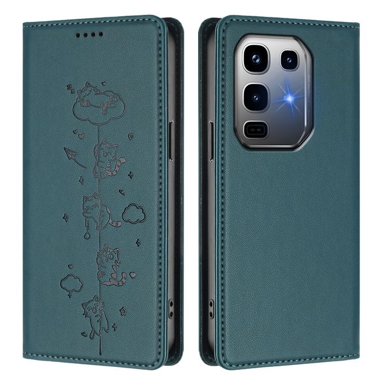 For Infinix Note 50 Pro+ 5G Cute Cats Embossed Magnetic RFID Vegan Leather Phone Case