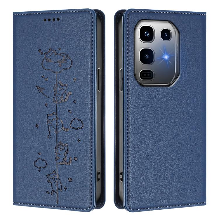 For Infinix Note 50 Pro+ 5G Cute Cats Embossed Magnetic RFID Vegan Leather Phone Case