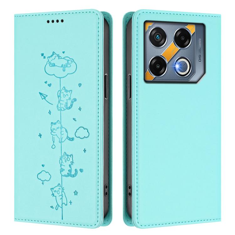 For Infinix GT 20 Pro Cute Cats Embossed Magnetic RFID Vegan Leather Phone Case