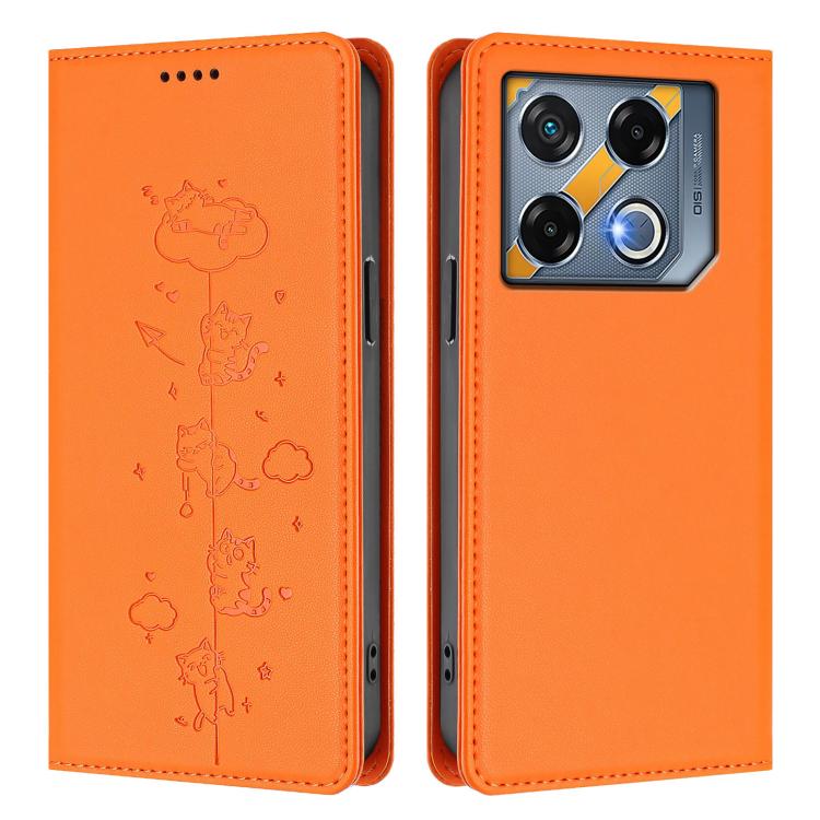 For Infinix GT 20 Pro Cute Cats Embossed Magnetic RFID Vegan Leather Phone Case