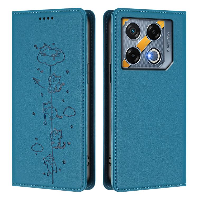 For Infinix GT 20 Pro Cute Cats Embossed Magnetic RFID Vegan Leather Phone Case