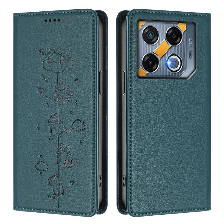 For Infinix GT 20 Pro Cute Cats Embossed Magnetic RFID Vegan Leather Phone Case