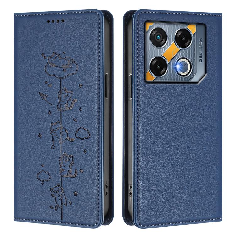For Infinix GT 20 Pro Cute Cats Embossed Magnetic RFID Vegan Leather Phone Case