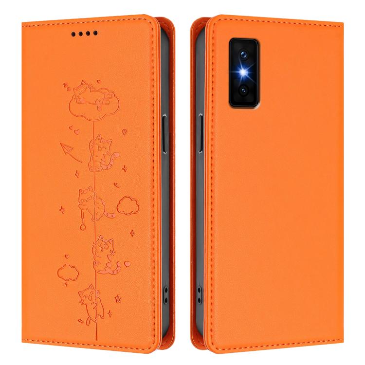 For Infinix GT 30 Pro Cute Cats Embossed Magnetic RFID Vegan Leather Phone Case