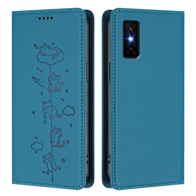 For Infinix GT 30 Pro Cute Cats Embossed Magnetic RFID Vegan Leather Phone Case