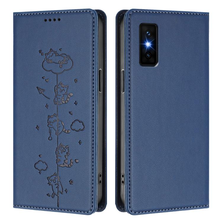 For Infinix GT 30 Pro Cute Cats Embossed Magnetic RFID Vegan Leather Phone Case